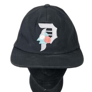 Primitive Embroidered Rosebud P Logo Snapback Skateboarding Hat Black Low Crown